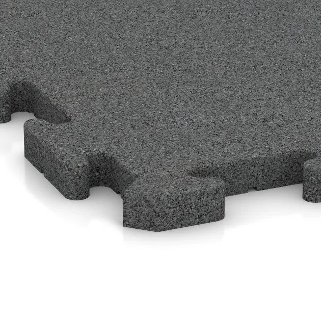 Detailaufnahme der Randausprägung von WARCO-Produkt 3375, Fitness Floor Protection Mat, Format 1000 x 1000 x 30 mm, Farbe Slate grey.