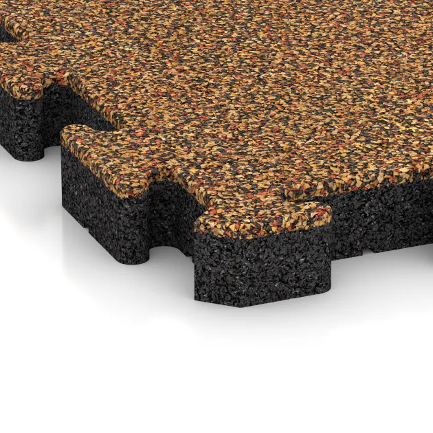 Detailaufnahme der Randausprägung von WARCO-Produkt 3060, Rubber paving, Format 500 x 500 x 50 mm, Farbe Terra Cotta.