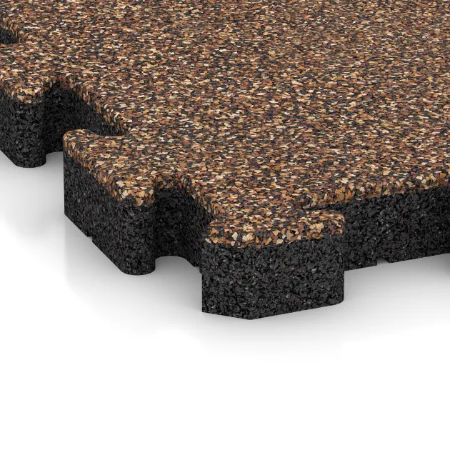 Detailaufnahme der Randausprägung von WARCO-Produkt 3061, Rubber paving, Format 500 x 500 x 50 mm, Farbe Bark & Bast.