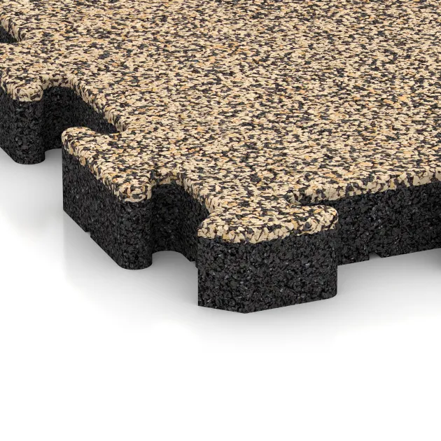 Detailaufnahme der Randausprägung von WARCO-Produkt 3064, Rubber paving, Format 500 x 500 x 50 mm, Farbe Travertine.