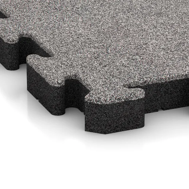 Detailaufnahme der Randausprägung von WARCO-Produkt 4559, Rubber paving, Format 500 x 500 x 50 mm, Farbe Grey Melange.