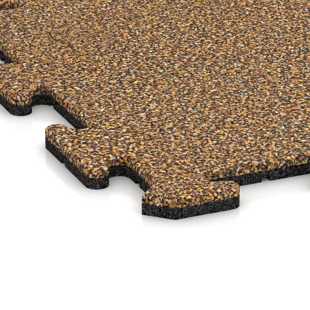 Detailaufnahme der Randausprägung von WARCO-Produkt 5684, Indoor click tile, Format 500 x 500 x 18 mm, Farbe Rattan Lounge.