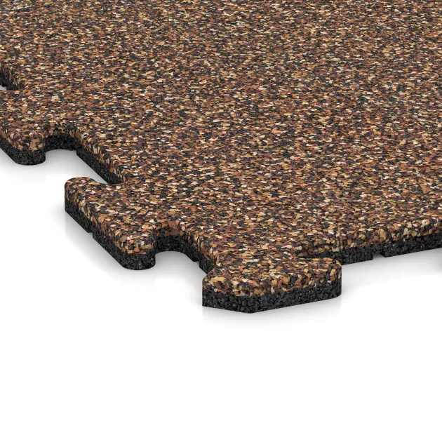 Detailaufnahme der Randausprägung von WARCO-Produkt 3944, Dog sports floor HD, Format 1000 x 1000 x 18 mm, Farbe Bark & Bast.