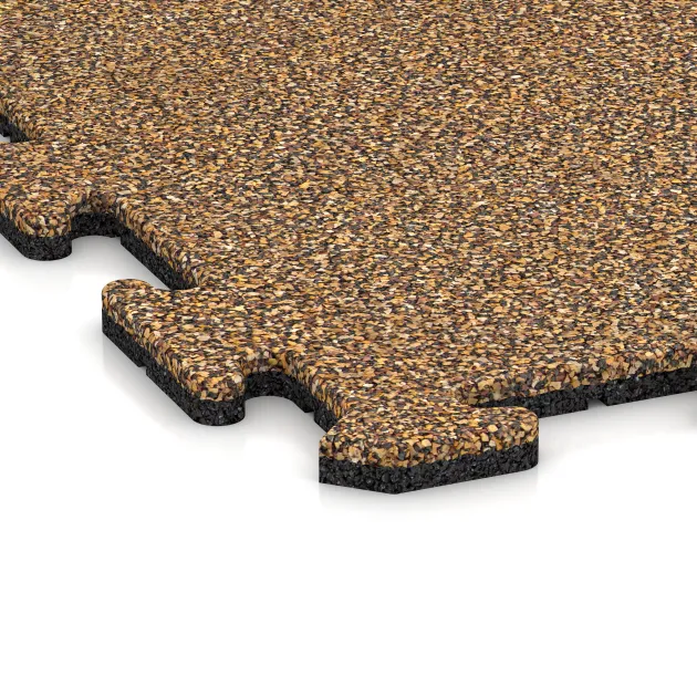 Detailaufnahme der Randausprägung von WARCO-Produkt 3952, Dog sports floor HD, Format 1000 x 1000 x 18 mm, Farbe Rattan Lounge.