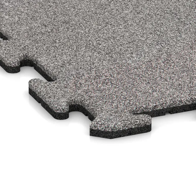Detailaufnahme der Randausprägung von WARCO-Produkt 4606, Dog sports floor HD, Format 1000 x 1000 x 18 mm, Farbe Grey Melange.
