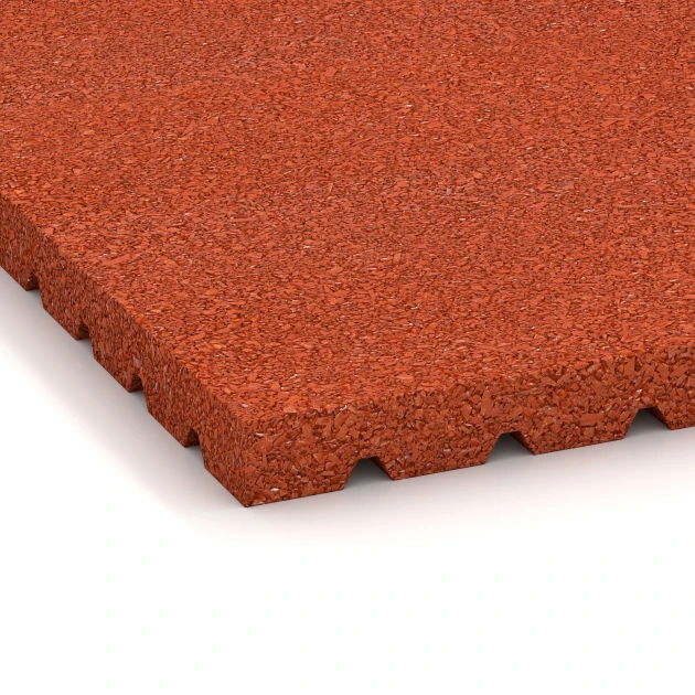 Detailaufnahme der Randausprägung von WARCO-Produkt 3641, Stable mat HD, Format 100 x 100 x 4 cm, Farbe Brick red.