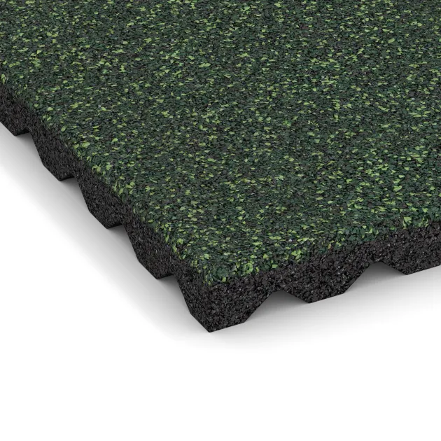 Detailaufnahme der Randausprägung von WARCO-Produkt 5344, Playground safety tile, Format 500 x 500 x 40 mm, Farbe English Lawn.