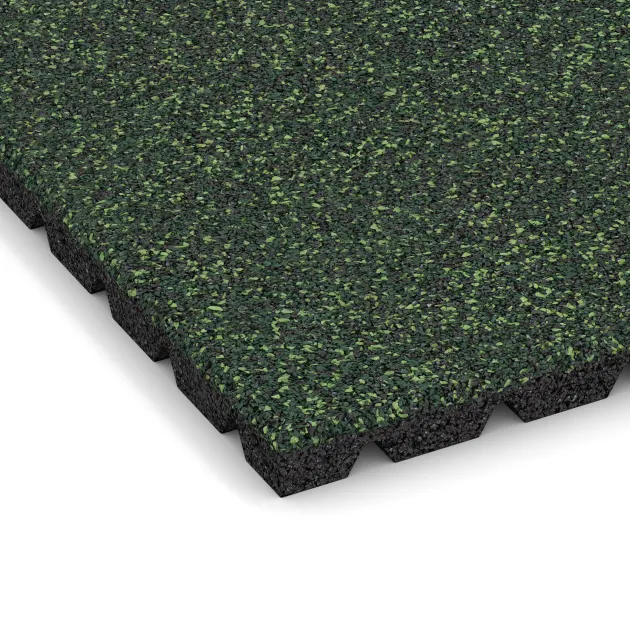 Detailaufnahme der Randausprägung von WARCO-Produkt 5330, Playground safety tile, Format 500 x 500 x 30 mm, Farbe English Lawn.