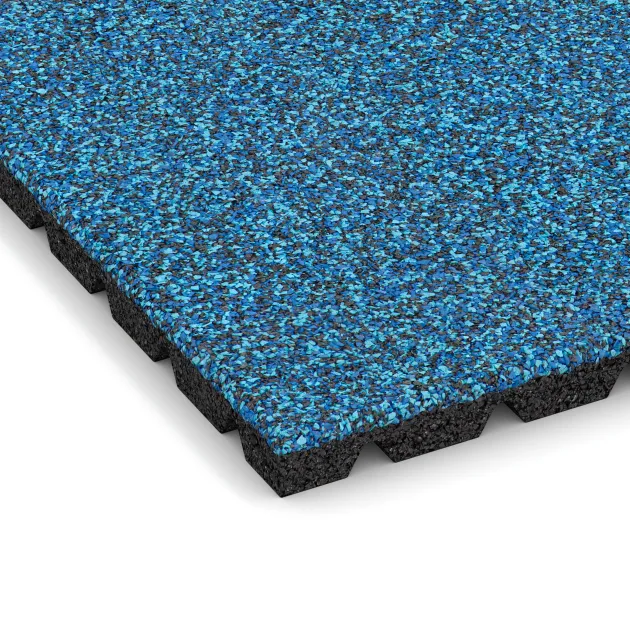 Detailaufnahme der Randausprägung von WARCO-Produkt 5333, Playground safety tile, Format 500 x 500 x 30 mm, Farbe Atlantic.