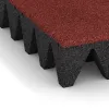 Detailaufnahme der Randausprägung von WARCO-Produkt 0734, Playground safety tile, Format 500 x 500 x 100 mm, Farbe Coral Red.