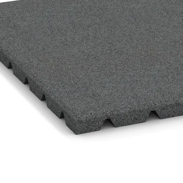 Detailaufnahme der Randausprägung von WARCO-Produkt 0535, Balcony decking tile 2.5 cm, Format 500 x 500 x 25 mm, Farbe Slate grey.