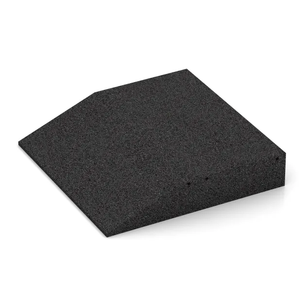 Detailaufnahme der Randausprägung von WARCO-Produkt 3837, Edge tile (one chamfered side), Format 500 x 500 x 100 mm, Farbe Black.