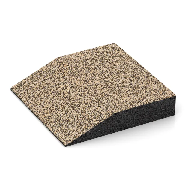 Detailaufnahme der Randausprägung von WARCO-Produkt 3810, Edge tile (one chamfered side), Format 500 x 500 x 100 mm, Farbe Travertine.