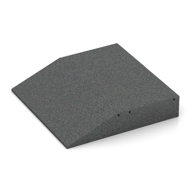 Detailaufnahme der Randausprägung von WARCO-Produkt 0460, Edge tile (one chamfered side), Format 500 x 500 x 100 mm, Farbe Slate grey.