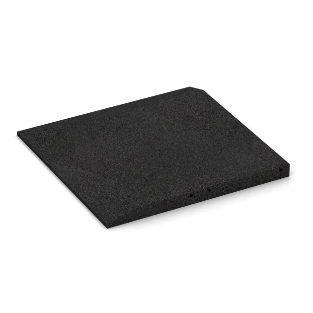 Detailaufnahme der Randausprägung von WARCO-Produkt 0473, Corner tile (two chamfered sides), Format 500 x 500 x 40 mm, Farbe Anthracite.