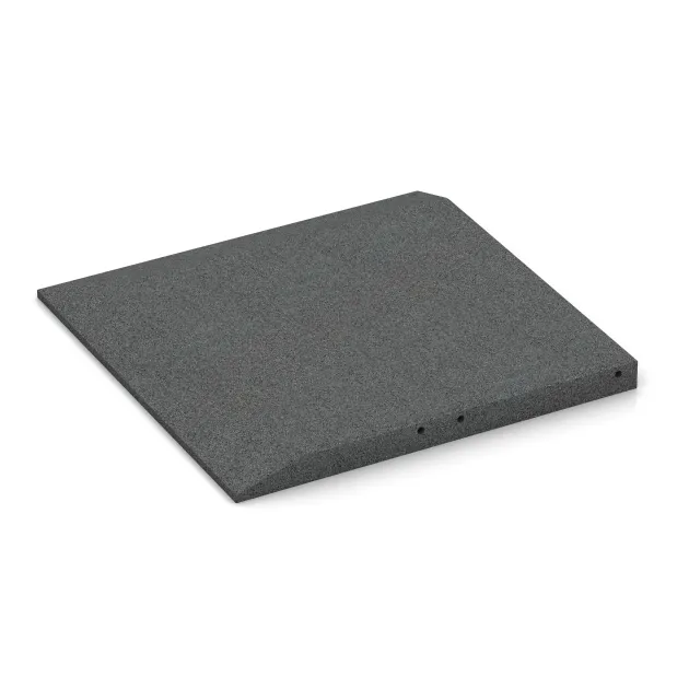 Detailaufnahme der Randausprägung von WARCO-Produkt 0472, Corner tile (two chamfered sides), Format 500 x 500 x 40 mm, Farbe Slate grey.