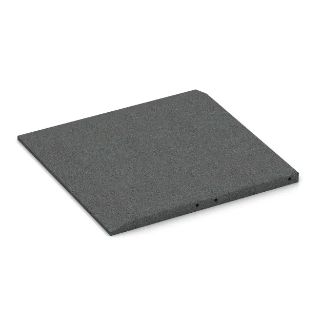 Detailaufnahme der Randausprägung von WARCO-Produkt 0466, Corner tile (two chamfered sides), Format 500 x 500 x 30 mm, Farbe Slate grey.