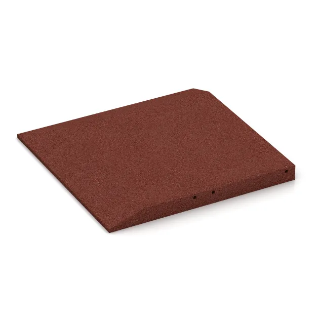 Detailaufnahme der Randausprägung von WARCO-Produkt 0474, Corner tile (two chamfered sides), Format 500 x 500 x 45 mm, Farbe Brick red.