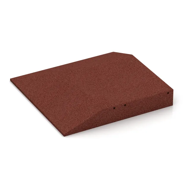 Detailaufnahme der Randausprägung von WARCO-Produkt 0492, Corner tile (two chamfered sides), Format 500 x 500 x 80 mm, Farbe Brick red.