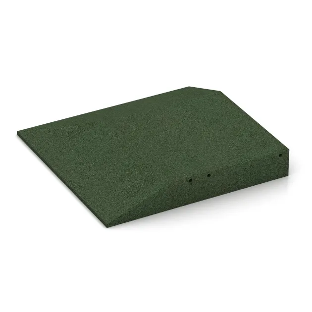 Detailaufnahme der Randausprägung von WARCO-Produkt 0495, Corner tile (two chamfered sides), Format 500 x 500 x 80 mm, Farbe Grass Green.