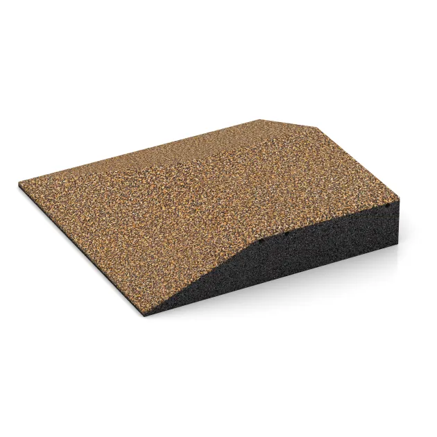 Detailaufnahme der Randausprägung von WARCO-Produkt 3823, Corner tile (two chamfered sides), Format 500 x 500 x 100 mm, Farbe Rattan Lounge.