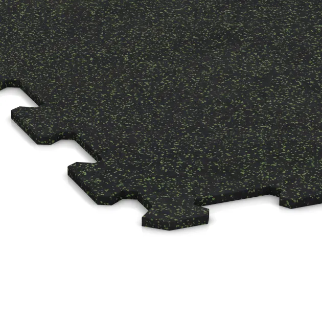 Detailaufnahme der Randausprägung von WARCO-Produkt 1058, Fitness Floor Compact, Format 970 x 970 x 8 mm, Farbe Light Green Speckled.