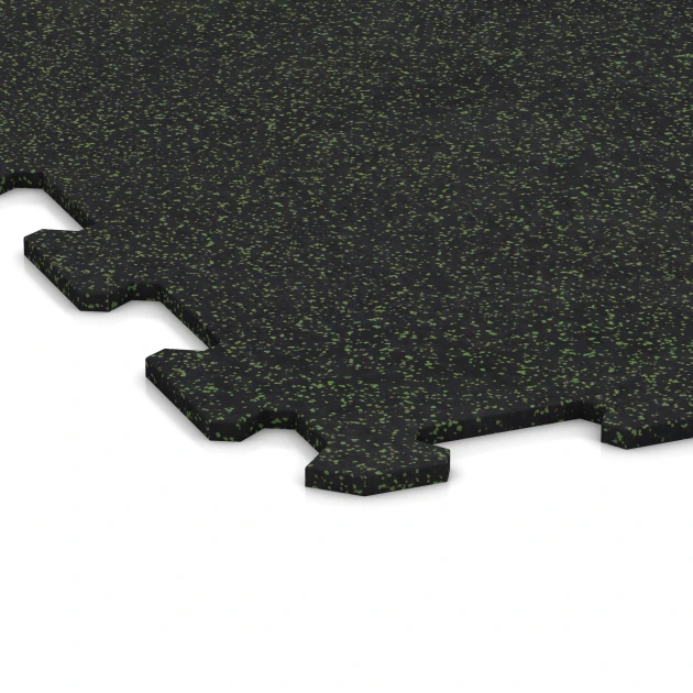 Detailaufnahme der Randausprägung von WARCO-Produkt 1058, Fitness Floor Compact, Format 970 x 970 x 8 mm | 0,94 m, Farbe Light Green Speckled.