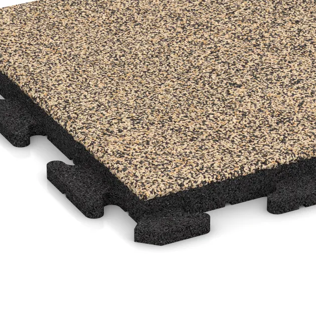 Detailaufnahme der Randausprägung von WARCO-Produkt 1347, Pool Decking Tile Classic, Format 500 x 500 x 40 mm, Farbe Travertine.