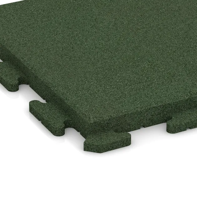 Detailaufnahme der Randausprägung von WARCO-Produkt 1406, Fitness Floor Rubber Tiles Classic, Format 500 x 500 x 40 mm, Farbe Grass Green.