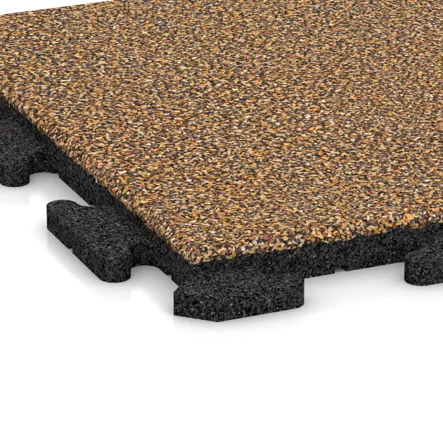 Detailaufnahme der Randausprägung von WARCO-Produkt 1153, Terrace tile Classic, Format 500 x 500 x 30 mm, Farbe Rattan Lounge.