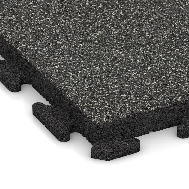 Detailaufnahme der Randausprägung von WARCO-Produkt 1427, Terrace tile Classic, Format 500 x 500 x 50 mm, Farbe Dark Grey Granite.