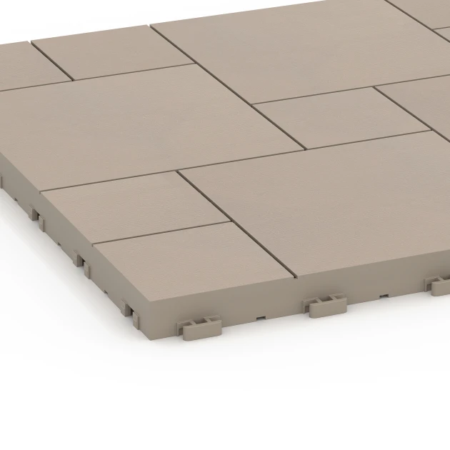 Detailaufnahme der Randausprägung von WARCO-Produkt 6331, Block Pattern – Deck Tile, Format 38,5 x 38,5 x 2 cm, Farbe Vanilla.