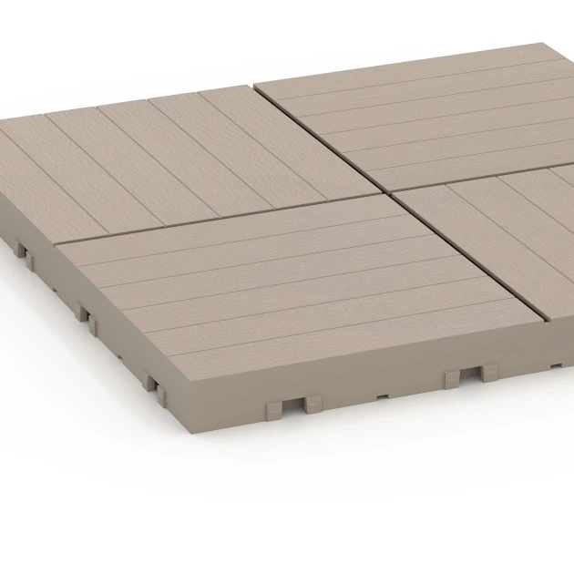Detailaufnahme der Randausprägung von WARCO-Produkt 6351, Mosaic – Deck Tile, Format 30 x 30 x 2 cm, Farbe Vanilla.