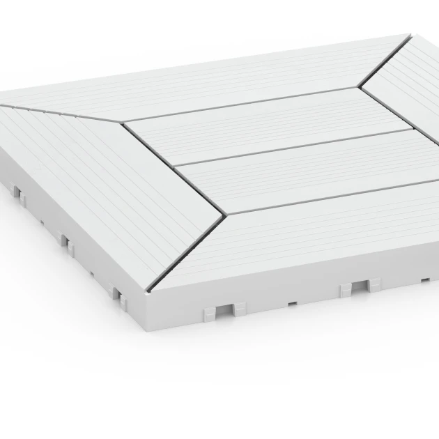 Detailaufnahme der Randausprägung von WARCO-Produkt 6352, Cassette Pattern – Deck Tile, Format 30 x 30 x 2 cm, Farbe Chalk.