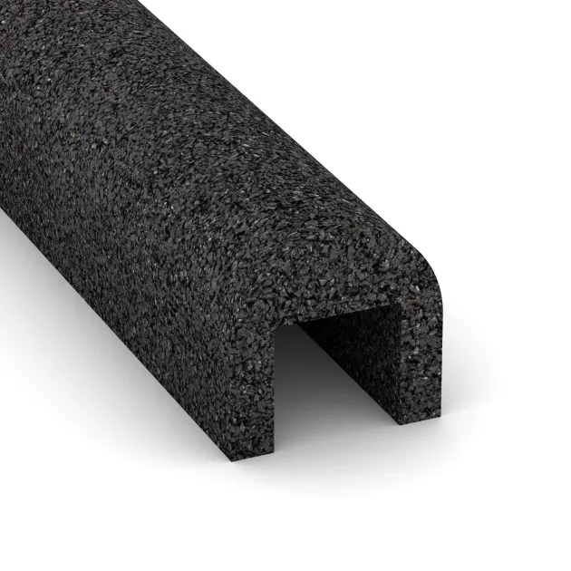 Detailaufnahme der Randausprägung von WARCO-Produkt 2590, Rubber Kerb Cap, Format 1000 x 100 x 100 x 60 mm, Farbe Anthracite.