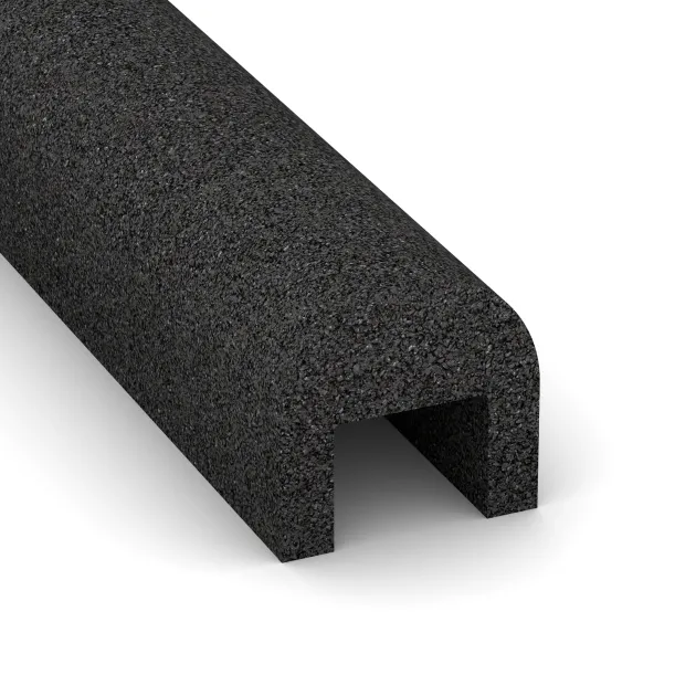 Detailaufnahme der Randausprägung von WARCO-Produkt 2584, Rubber Kerb Cap, Format 1000 x 100 x 100 x 50 mm, Farbe Anthracite.