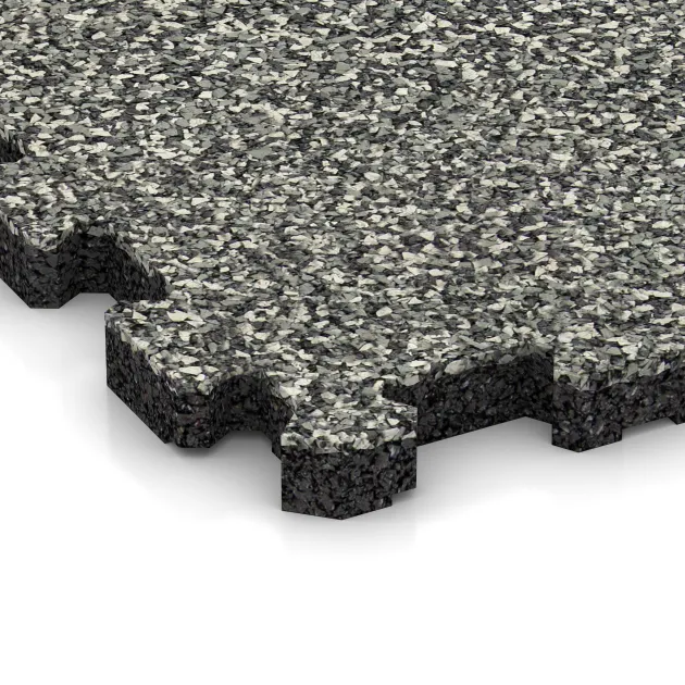 Detailaufnahme der Randausprägung von WARCO-Produkt 5737, Exhibition floor interlocking tile, Format 306 x 306 x 20 mm, Farbe Gray Granite.