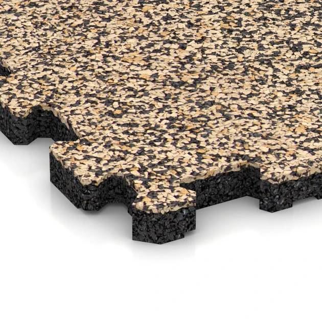 Detailaufnahme der Randausprägung von WARCO-Produkt 3713, Fitness Mat Premium 2 cm, Format 30,6 x 30,6 x 2 cm | 0,094 m², Farbe Travertine.