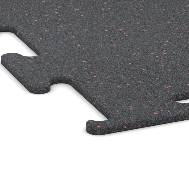 Detailaufnahme der Randausprägung von WARCO-Produkt 3753, Fitness Performance Elite Training Floor, Format 100 x 100 x 1 cm | 1,00 m², Farbe Light Red Speckled.