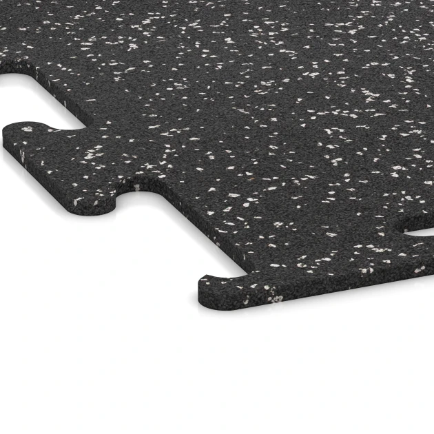 Detailaufnahme der Randausprägung von WARCO-Produkt 3776, Fitness Performance Elite Training Floor, Format 100 x 100 x 1 cm | 1,00 m², Farbe Light Grey Speckled.