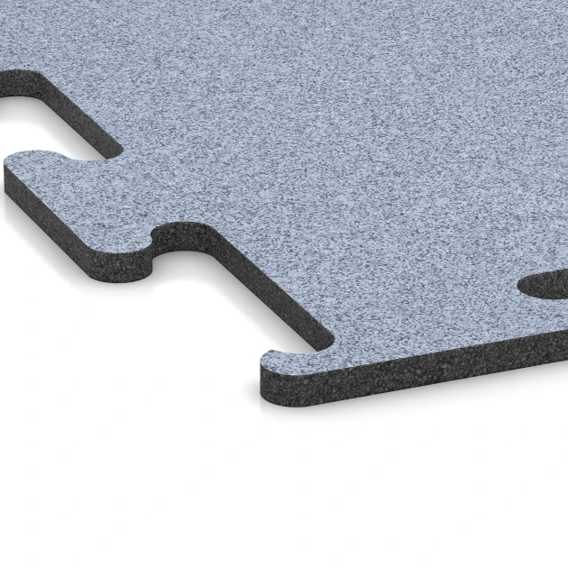 Detailaufnahme der Randausprägung von WARCO-Produkt 6148, Fitness Performance Elite Training Floor, Format 100 x 100 x 1,5 cm | 1,00 m², Farbe Mist Grey.