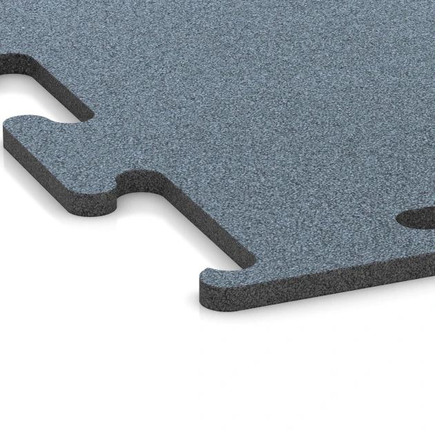Detailaufnahme der Randausprägung von WARCO-Produkt 6160, Fitness Performance Elite Training Floor, Format 100 x 100 x 1,5 cm | 1,00 m², Farbe Aged silver.