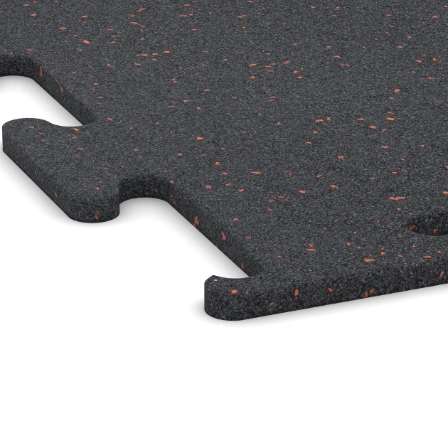 Detailaufnahme der Randausprägung von WARCO-Produkt 3757, Fitness Performance Elite Training Floor, Format 100 x 100 x 1,5 cm | 1,00 m², Farbe Light Red Speckled.