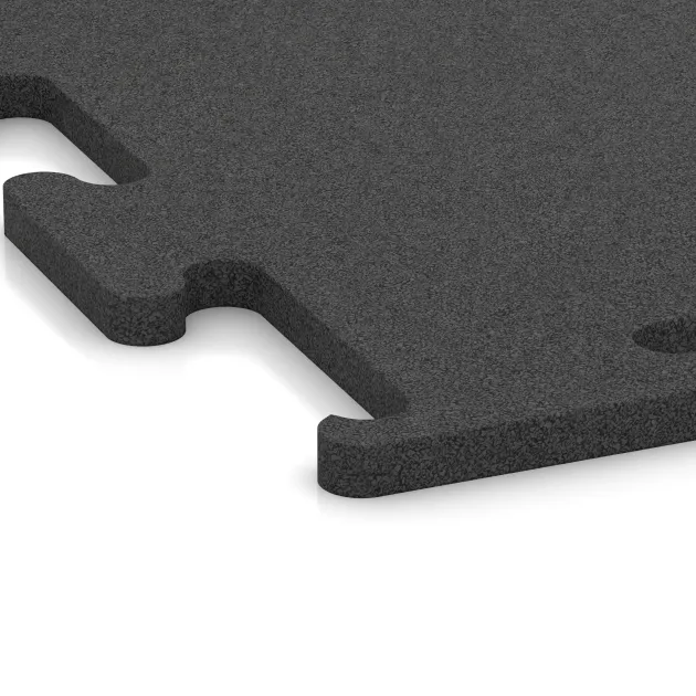 Detailaufnahme der Randausprägung von WARCO-Produkt 3748, Fitness Performance Elite Training Floor, Format 1000 x 1000 x 20 mm, Farbe Anthracite.