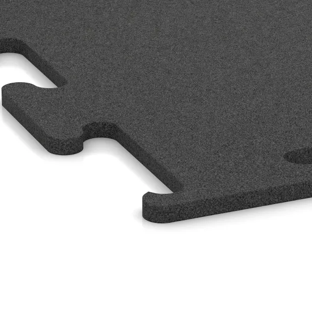 Detailaufnahme der Randausprägung von WARCO-Produkt 3750, Fitness Performance Elite Training Floor, Format 500 x 500 x 15 mm, Farbe Anthracite.