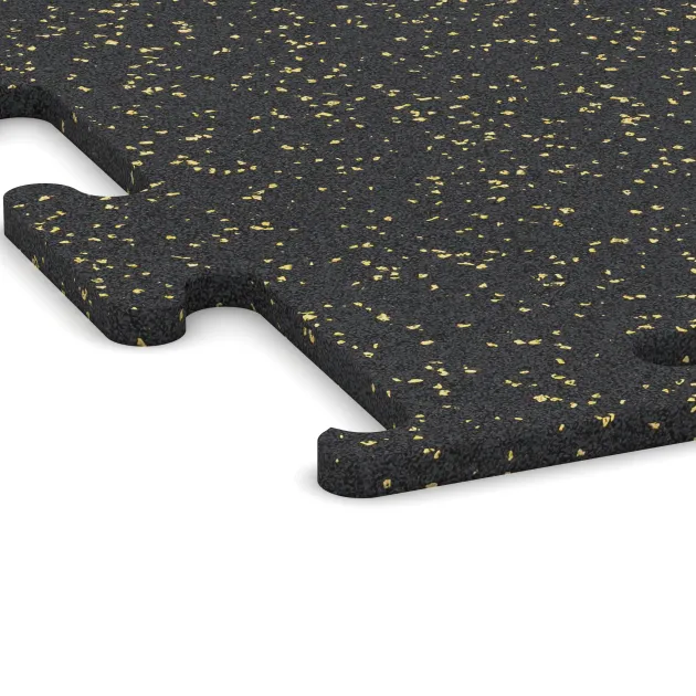 Detailaufnahme der Randausprägung von WARCO-Produkt 3768, Fitness Performance Elite Training Floor, Format 500 x 500 x 15 mm, Farbe Light Yellow Speckled.
