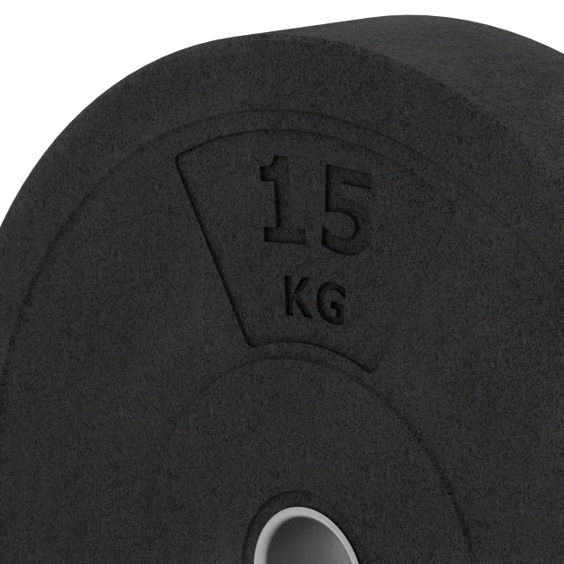Detailaufnahme der Randausprägung von WARCO-Produkt 6086, Bumper Plate – Solid Rubber, Format 15 kg | ø 45,4 x 8,61 cm, Farbe Anthracite.