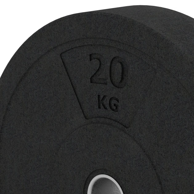 Detailaufnahme der Randausprägung von WARCO-Produkt 6089, Bumper Plate Slim, Format 20 kg | ø 45,4 x 8,61 cm, Farbe Anthracite.