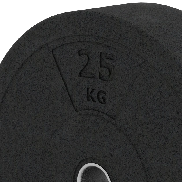 Detailaufnahme der Randausprägung von WARCO-Produkt 6090, Bumper Plate Slim, Format 25 kg | ø 45,4 x 11,38 cm, Farbe Anthracite.