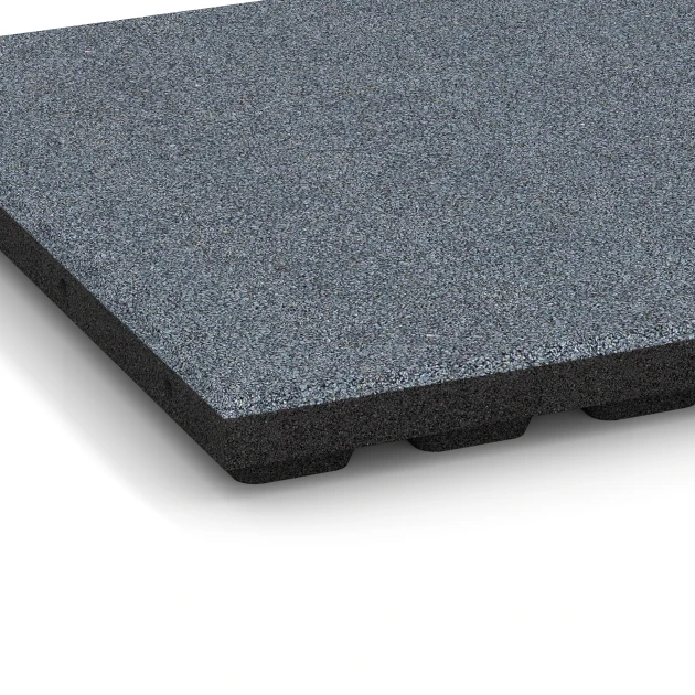 Detailaufnahme der Randausprägung von WARCO-Produkt 6134, Playground safety tile – CFH 125 cm, Format 50 x 50 x 4 cm, Farbe Graphite grey.